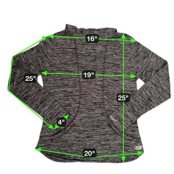 Gray Space-Dye Skechers Sport Pullover – Women’s M with Thumbholes & Funnel Neck - Picture 12 of 16